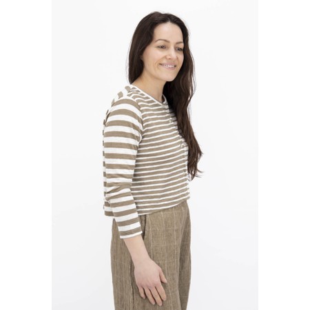 Mama B Cie Cumin Stripe Knit Crop Cardigan - Green