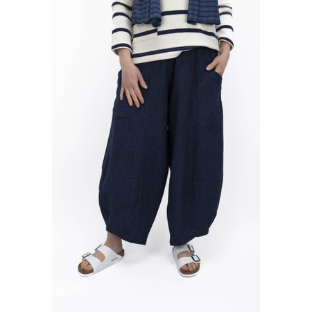 Mama B Pace O Blu Plain Long Barrel Trouser - Blue