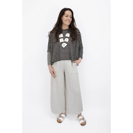Mama B Ki Cropped Antracite Stripe Knit Top - Grey