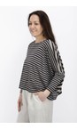 Mama B Antracite Ki Cropped Antracite Stripe Knit Top  