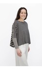 Mama B Antracite Ki Cropped Antracite Stripe Knit Top  