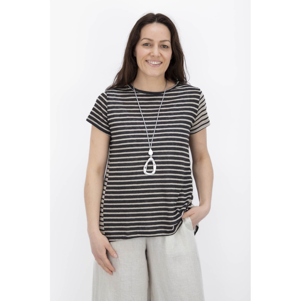 Mama B Casta Antracite Stripe Knit Top Antracite