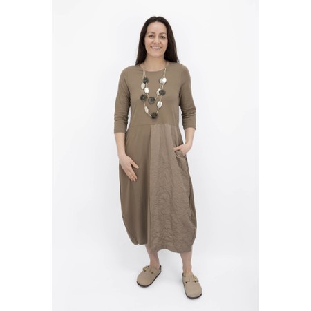 Mama B Denso Cumino Contrast Crush Dress - Beige
