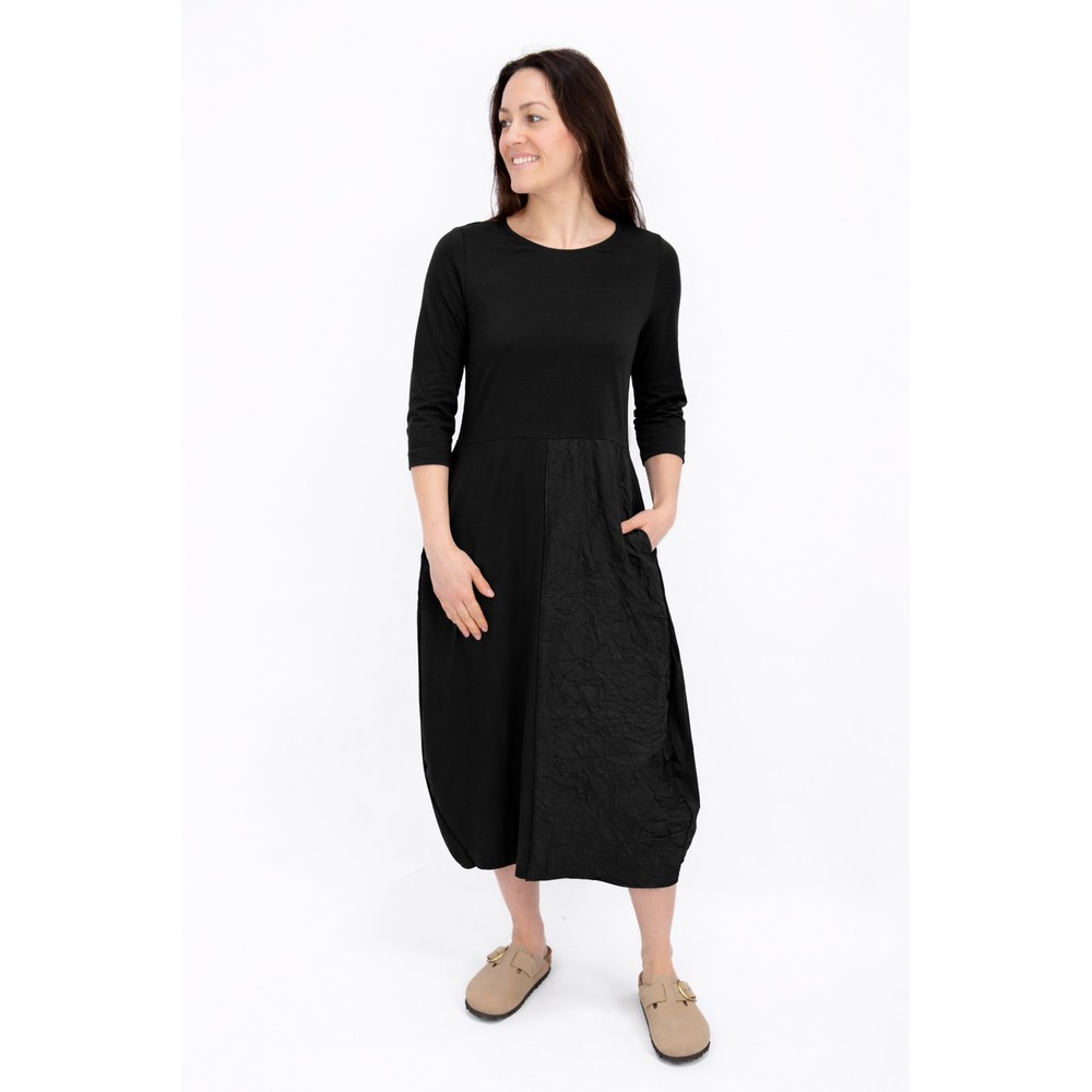 Mama B Denso Nero Contrast Crush Dress Nero