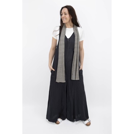 Mama B Lumpa Antracite Thin Stripe Linen Scarves - Grey