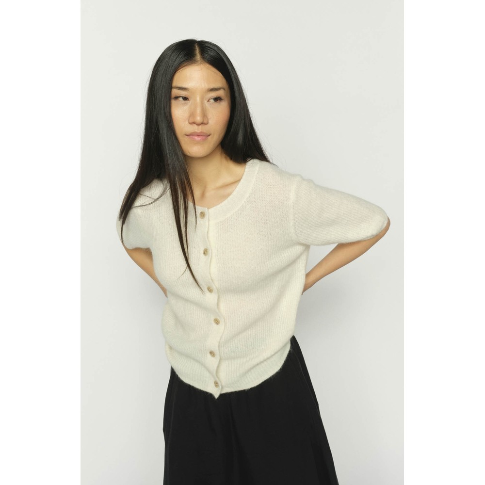 Mos Mosh Thora SS Ecru Knit Cardigan 180 Ecru