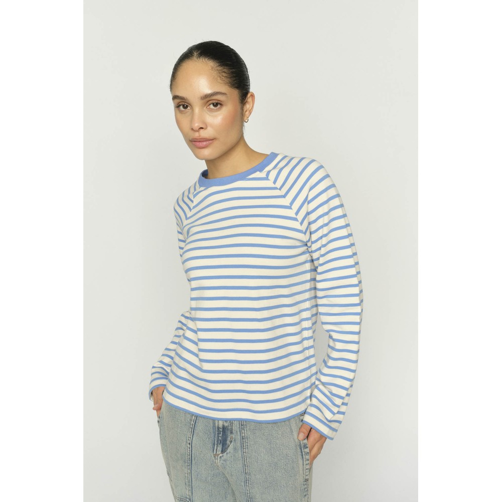 Mos Mosh Lidy O-Long Sleeve Ultramarine Striped Top 431 Ultramarine