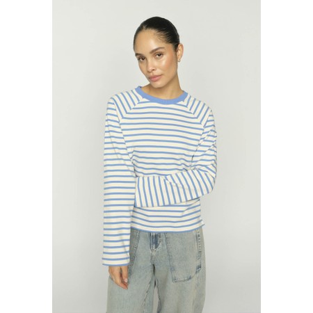Mos Mosh Lidy O-Long Sleeve Ultramarine Striped Top - Blue