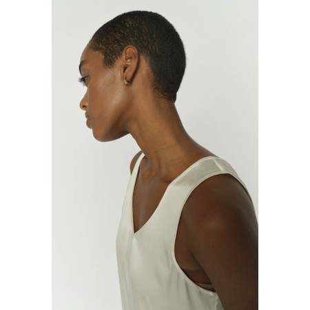 Mos Mosh Astrid V-Neck Ecru Silk Tank Top - Beige
