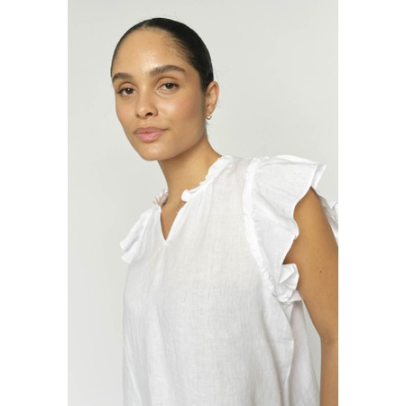 Mos Mosh Tea Linen White Blouse Top - White