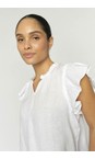 Mos Mosh 101 White Tea Linen White Blouse Top  