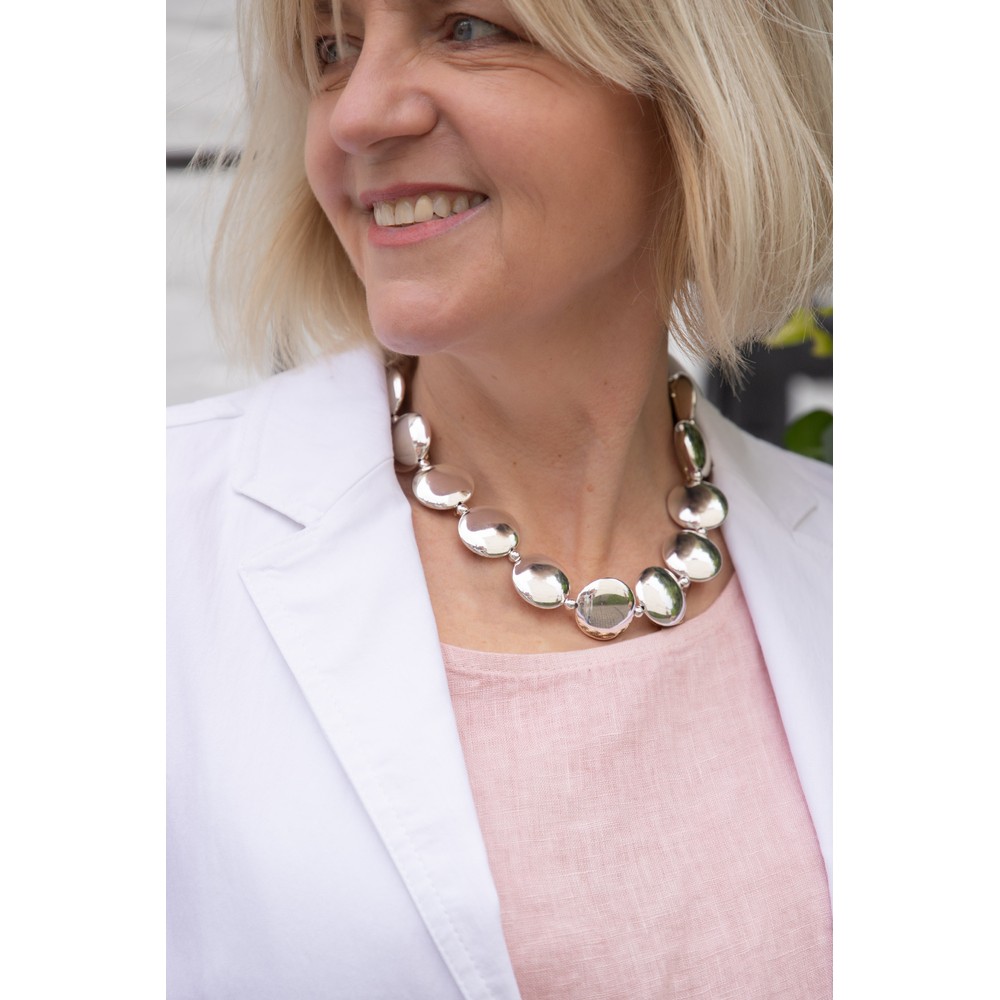 Chalk Large Silver Disc Necklace Silver