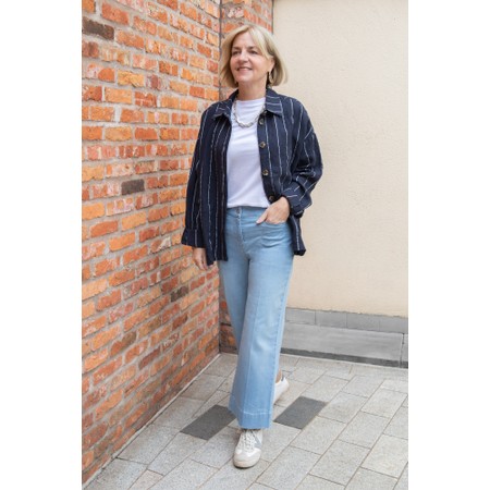 Robell Debby Pale Denim Wide Leg Front Pocket Jean - Blue