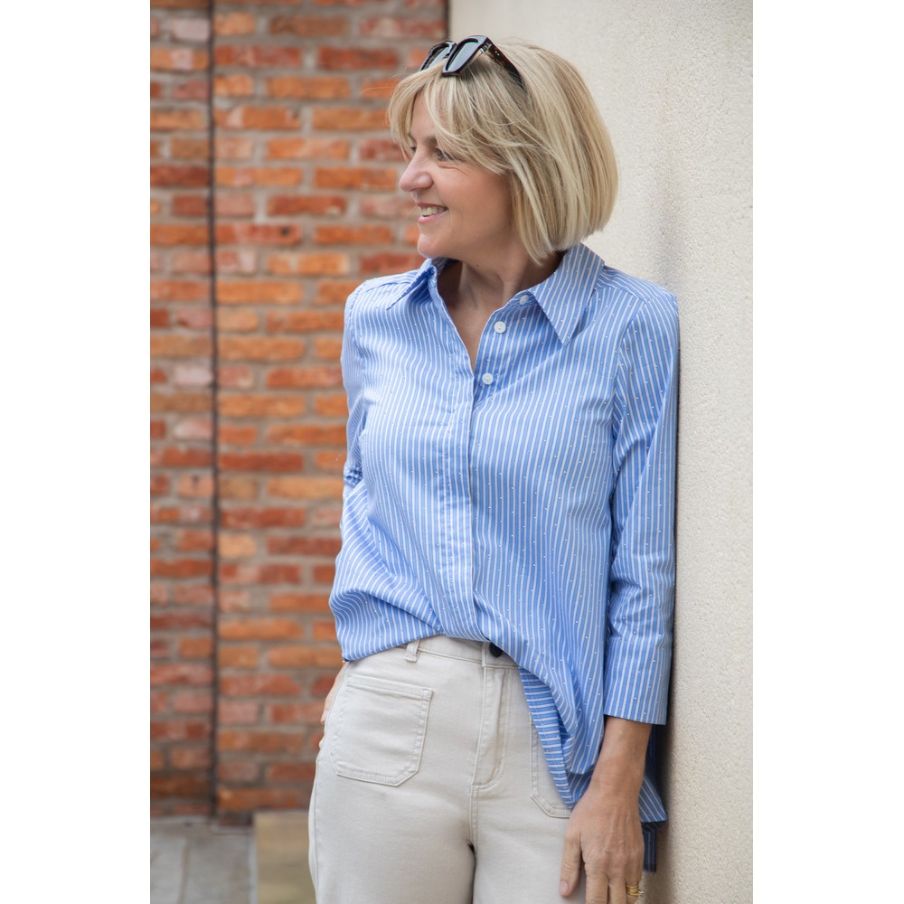 NOEN Crystal Stripe Overshirt Blue 60