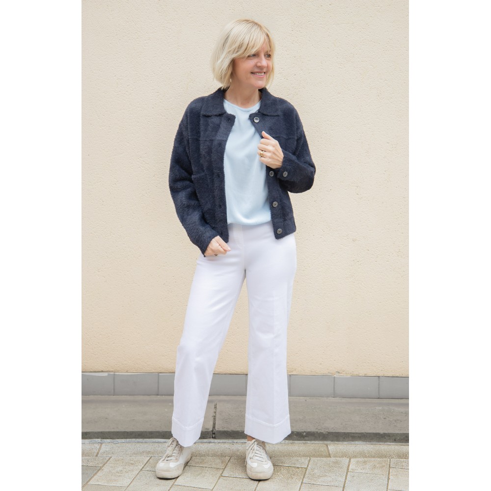 Robell Debby 09 White Crop Wide Leg Pull On Jean in White 10