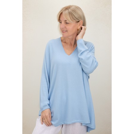 Amazing Woman Mika X Crystal Blue Fine Knit Oversized Jumper - Blue