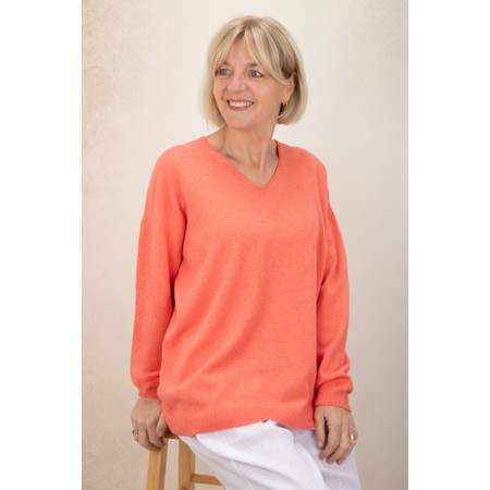 Amazing Woman Penny Summer Orange Super Soft Knit V-Neck Jumper - Orange