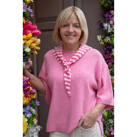 Gemini Label Accessories Triangle Neck Pink Stripe SuperSoft Wool Scarf - Pink