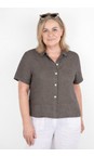 Amazing Woman Dark Mud Marilyn Dark Mud Boxy Linen Shirt  