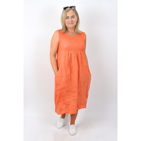 Amazing Woman Nerida Papaya Scoop Neck Linen Dress - Orange