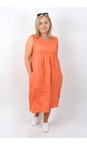 Amazing Woman Papaya Nerida Papaya Scoop Neck Linen Dress  