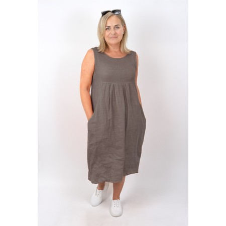 Amazing Woman Nerida Scoop Neck Linen Dress - Beige