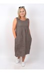 Amazing Woman Dark Mud Nerida Scoop Neck Linen Dress  