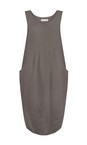 Amazing Woman Dark Mud Nerida Scoop Neck Linen Dress  