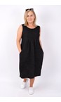Amazing Woman Black  Nerida Black Scoop Neck Linen Dress  