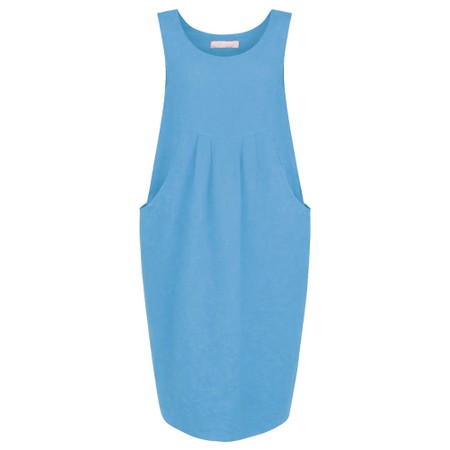 Amazing Woman Nerida Blue Scoop Neck Linen Dress - Blue