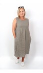 Amazing Woman Fango Nerida Fango Scoop Neck Linen Dress  