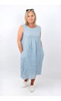 Amazing Woman Ice Blue Nerida Ice Blue Scoop Neck Linen Dress  