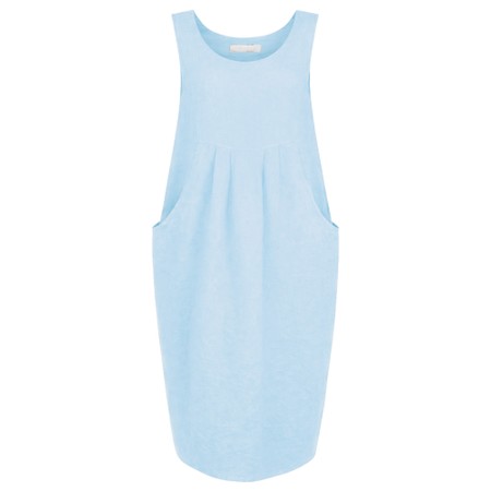 Amazing Woman Nerida Ice Blue Scoop Neck Linen Dress - Blue