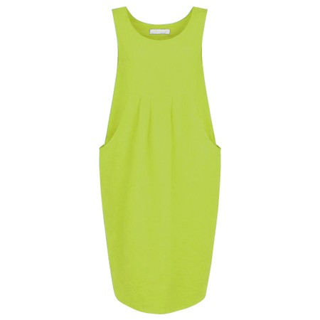 Amazing Woman Nerida Lime Scoop Neck Linen Dress - Green