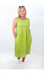 Amazing Woman Lime Nerida Lime Scoop Neck Linen Dress  