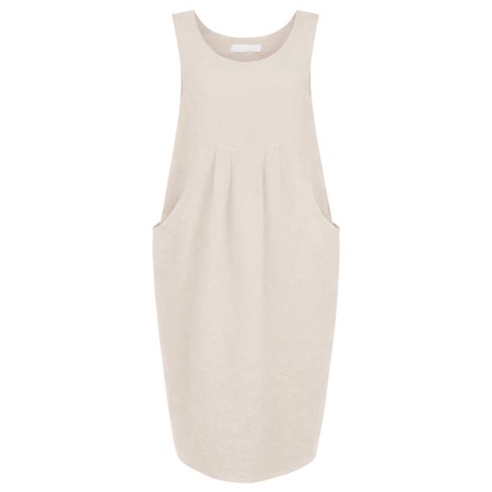 Amazing Woman Nerida Natural Scoop Neck Linen Dress - Beige