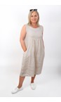 Amazing Woman Natural Nerida Natural Scoop Neck Linen Dress  