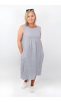 Amazing Woman Pearl Nerida Pearl Scoop Neck Linen Dress  