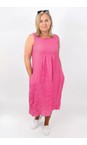 Amazing Woman Pink Nerida Pink Scoop Neck Linen Dress  