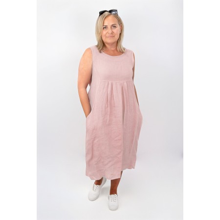 Amazing Woman Nerida Rose Pink Scoop Neck Linen Dress - Pink