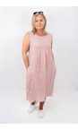 Amazing Woman Rose Pink Nerida Rose Pink Scoop Neck Linen Dress  