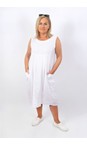 Amazing Woman White  Nerida White Scoop Neck Linen Dress  