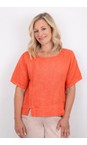 Amazing Woman Papaya Lucie Papaya Short Sleeved Linen Top  