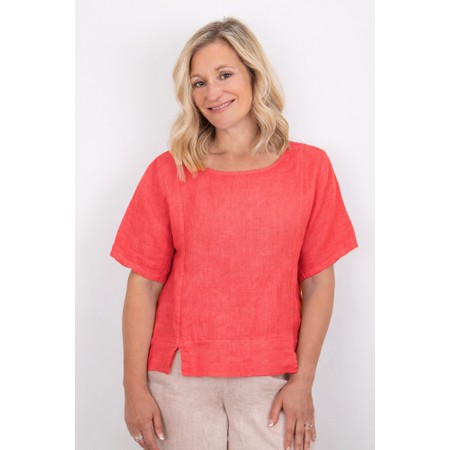 Amazing Woman Lucie Coral Short Sleeved Linen Top - Orange