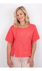 Amazing Woman Coral Lucie Coral Short Sleeved Linen Top  