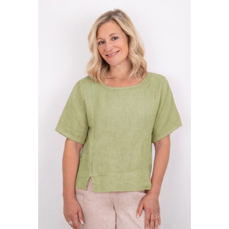 Amazing Woman Lucie Leek Short Sleeved Linen Top - Green