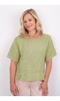 Amazing Woman Leek Lucie Leek Short Sleeved Linen Top  
