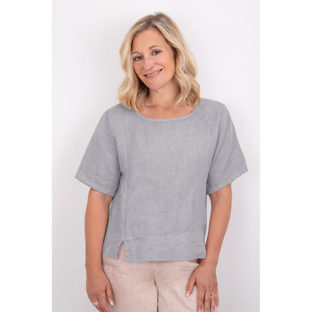 Amazing Woman Lucie Pearl Short Sleeved Linen Top Pearl