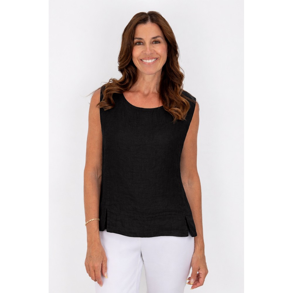 Amazing Woman Lucie Black Linen Top Black 