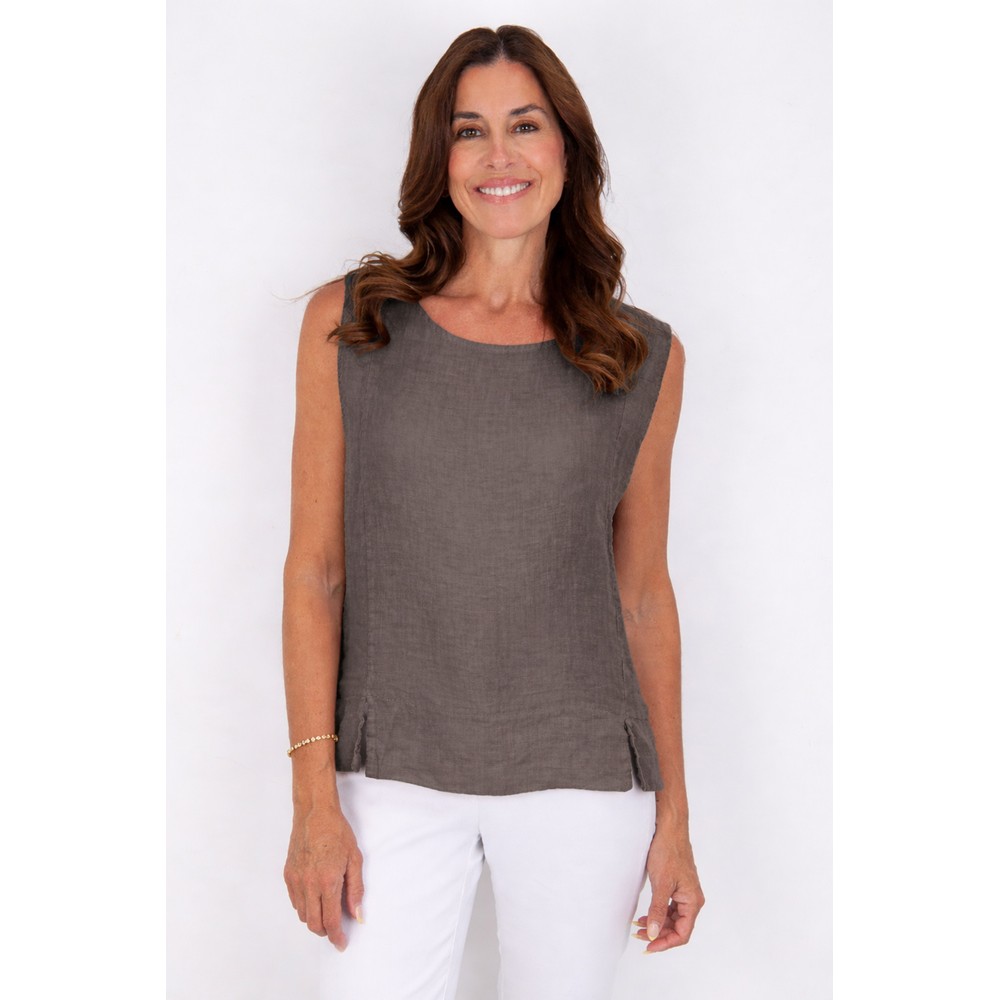 Amazing Woman Lucie Linen Dark Mud Cami Top Dark Mud